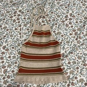 Papaya Striped Halter Top in Brown and Tan